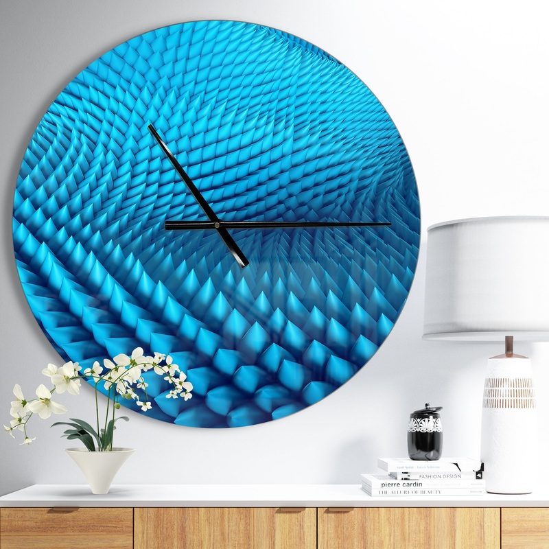 Abstract Blue Wavy Background - Oversized Modern Wall CLock