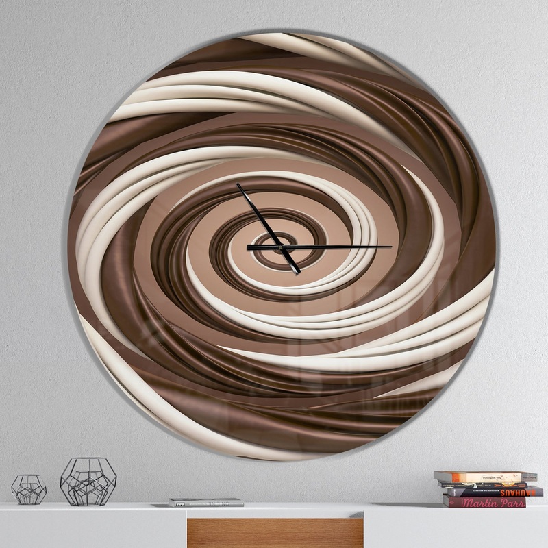Chocolate and Milk Candy Spiral Design - Oversized Modern Wall CLock