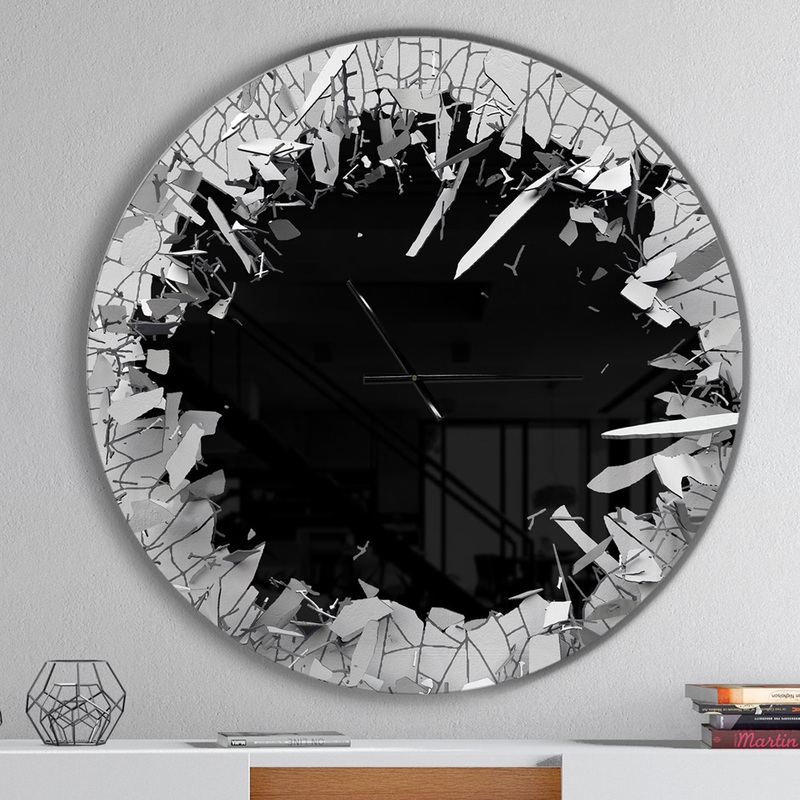 Strick & Bolton 'Abstract Broken Wall 3D Design - Metal Clock