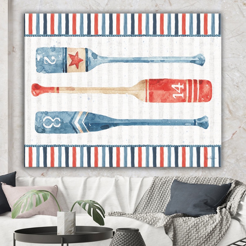 Watercolor Nautical paddles - Nautical & Coastal Canvas Artwork