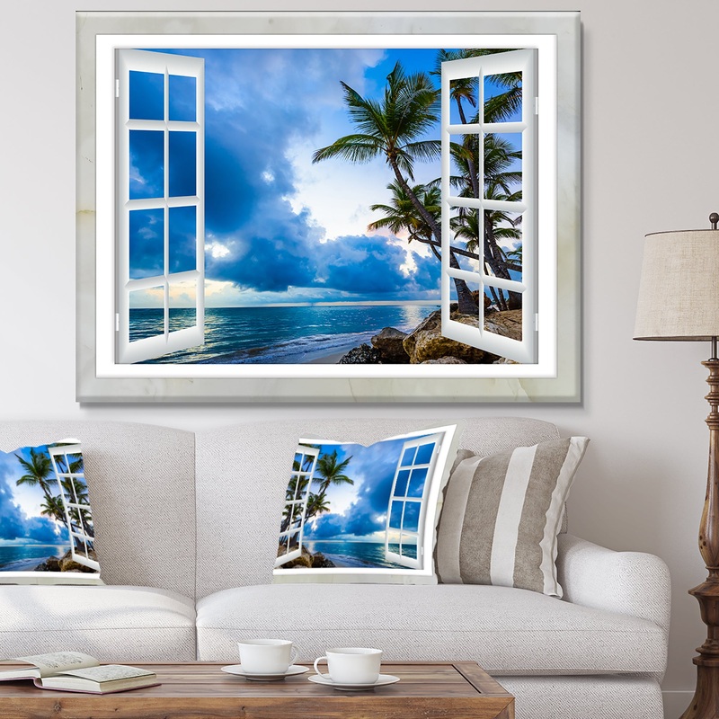 Window Open to Cloudy Blue Sky - Oversized Landscape Wall Art Print