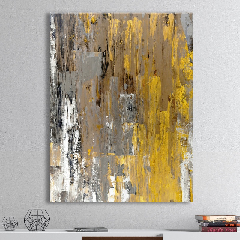 Yellow and Beige Abstract Art Painting - Modern Canvas Wall Art