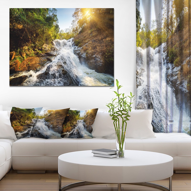 Waterfall through the Forest - Extra Large Landscape Canvas Art Print