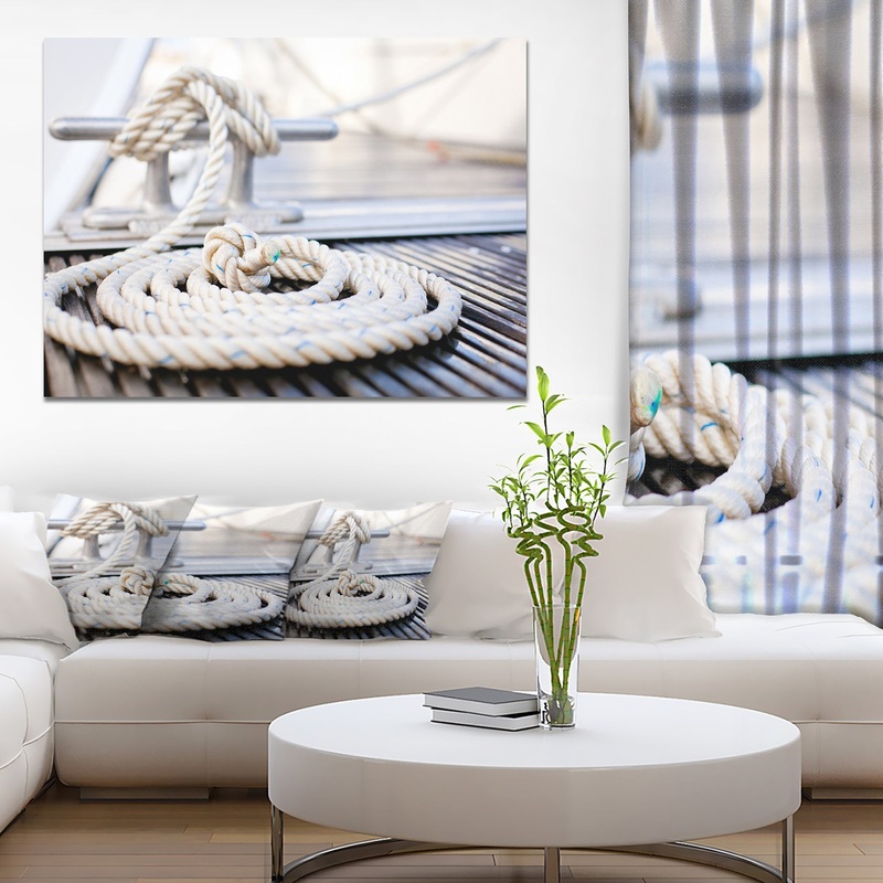 White Nautical Mooring Rope - Modern Landscape Canvas Art