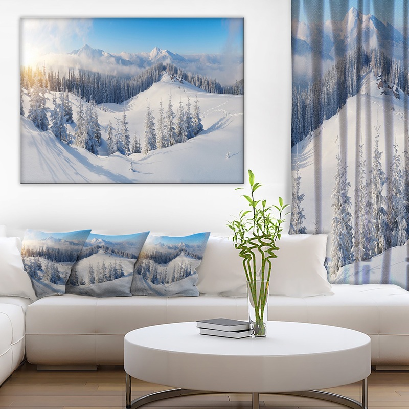 Winter Mountains Panorama Photography Canvas Print