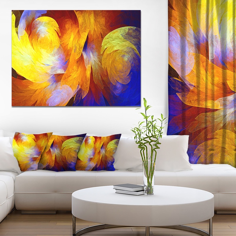 Yellow Fractal Abstract Pattern - Extra Large Abstract Art on Canvas