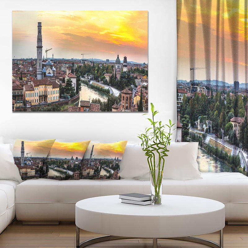Verona at Sunset in Italy - Cityscape Canvas Wall Art