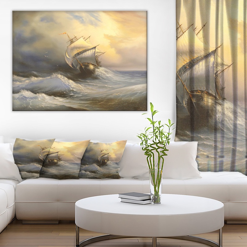 Vessel in Stormy Sea - Seascape Canvas Print