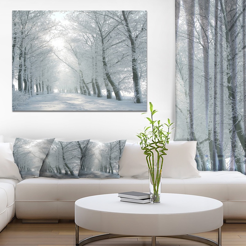 Winter Road Backlit my Morning Sun - Modern Forest Canvas Wall Artwork