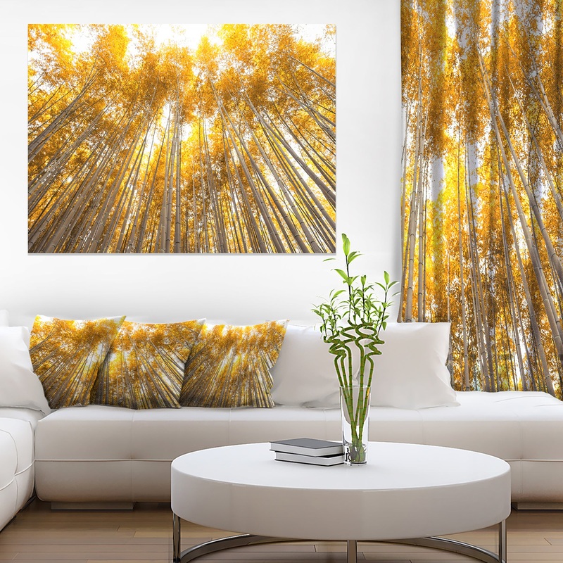 Autumn Bamboo Grove in Yellow - Oversized Forest Canvas Artwork