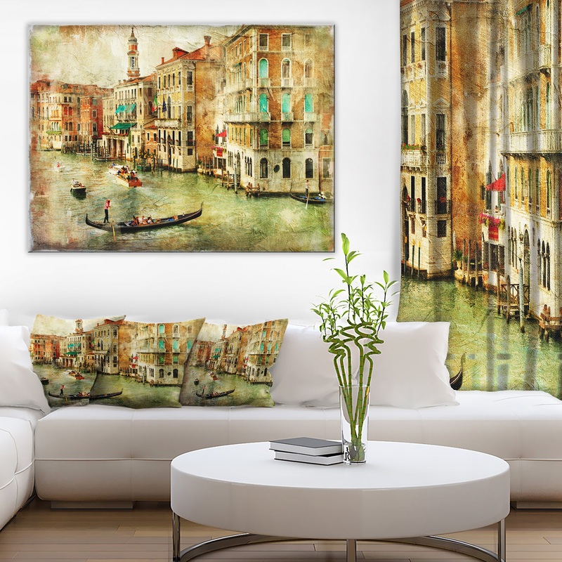 Vintage Venice - Digital Art Landscape Canvas Print
