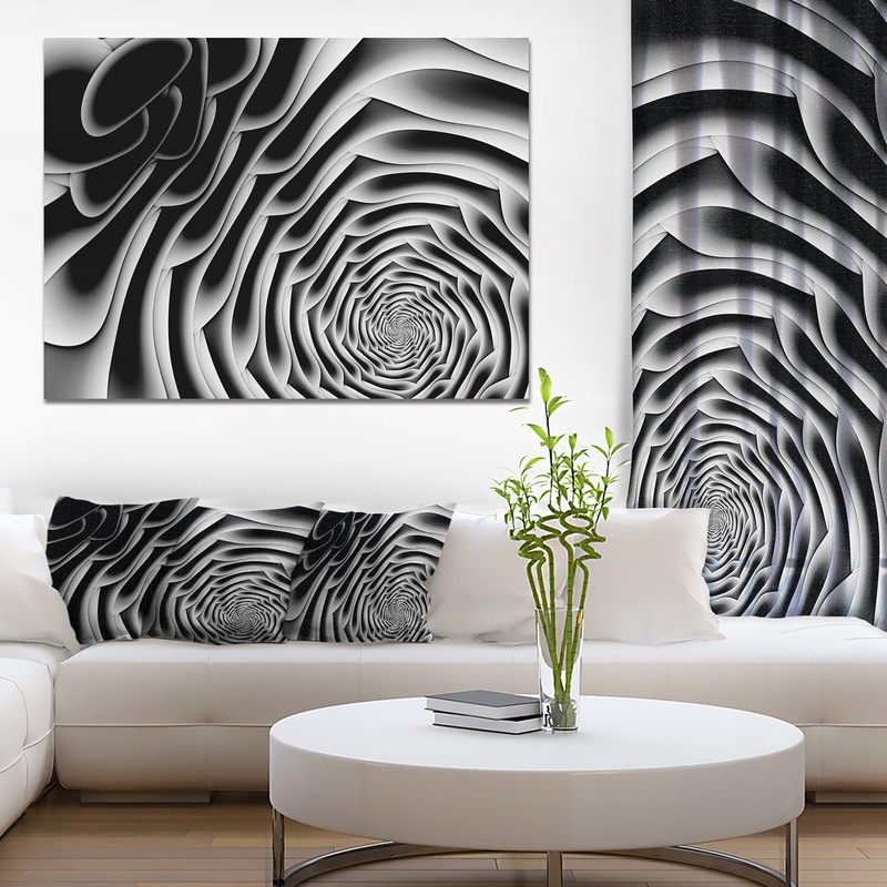 White Flower Shaped Fractal Art'Extra Large Abstract Canvas Art Print