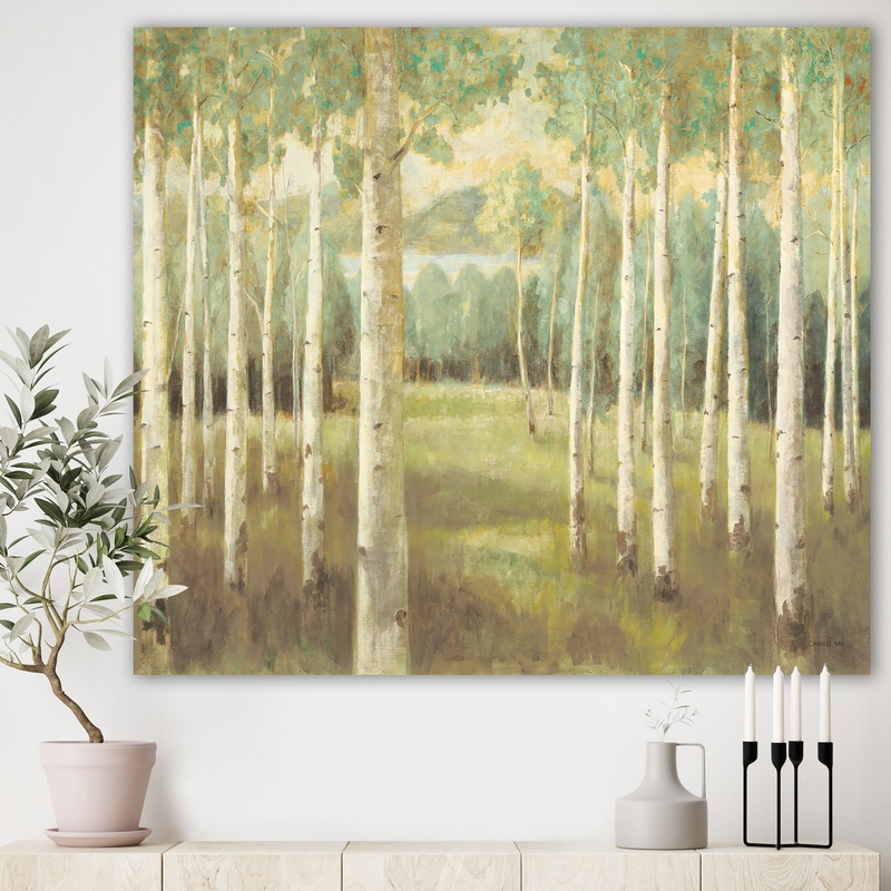Aspens Neutral Forest - Traditional Gallery-wrapped Canvas