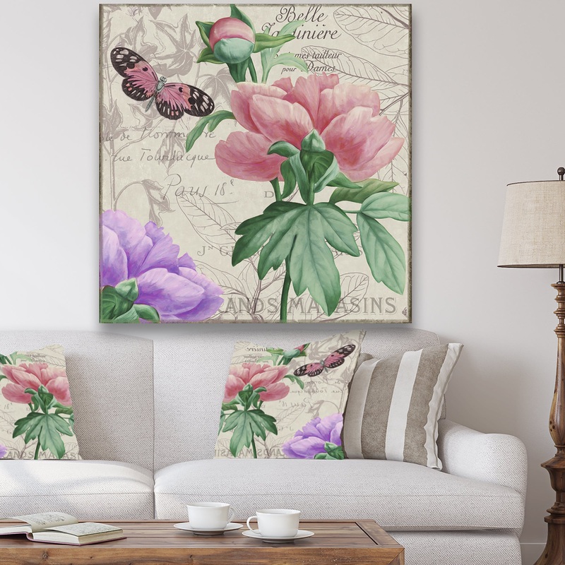 Vintage Flowers II - Cottage Canvas Wall Art