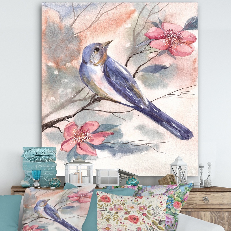 Watercolor Bird - Cottage Canvas Art Print