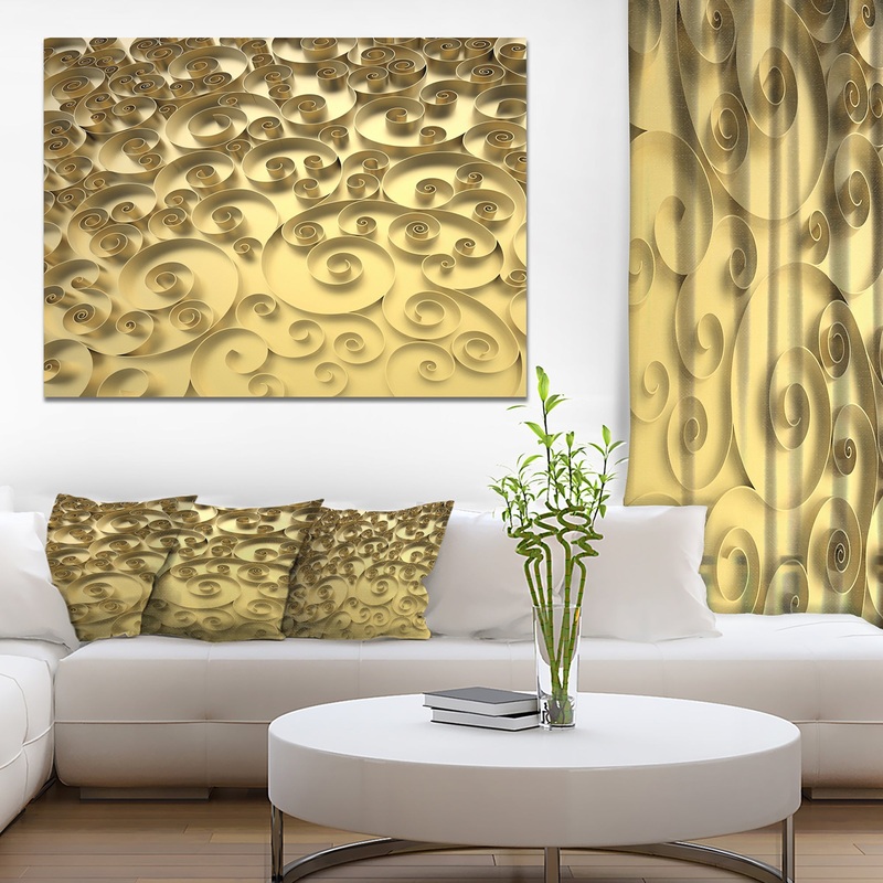3D Golden Curly Background - Abstract Artwork on Canvas