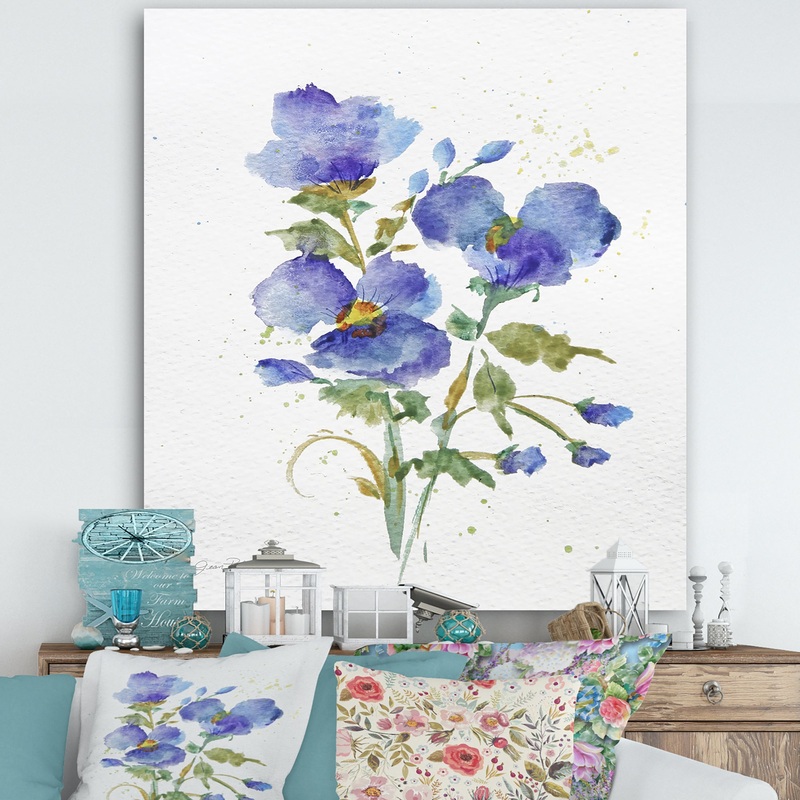 Watercolor Flowers I - Cottage Canvas Wall Art