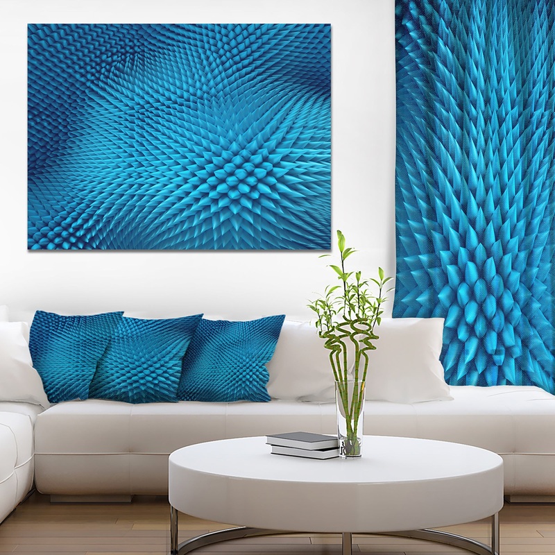 Wavy Blue Prickly Design - Abstract Artwork on Canvas