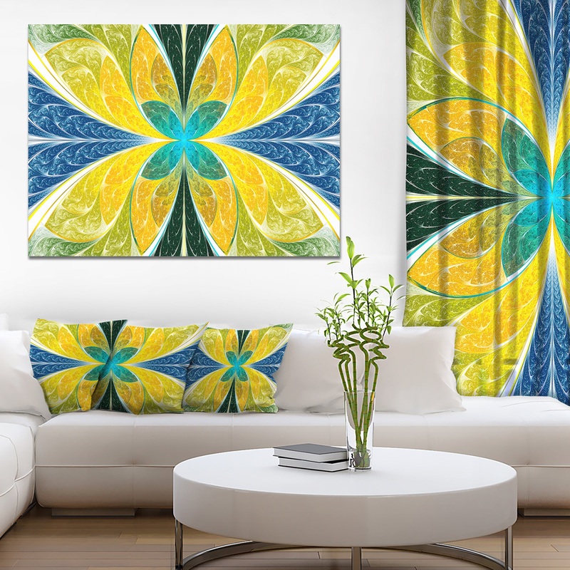 Yellow Fractal Stained Glass - Abstract Wall Art Canvas