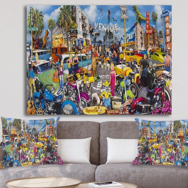 Venice Beach Roadside Collage - Modern & Contemporary Gallery-wrapped Canvas