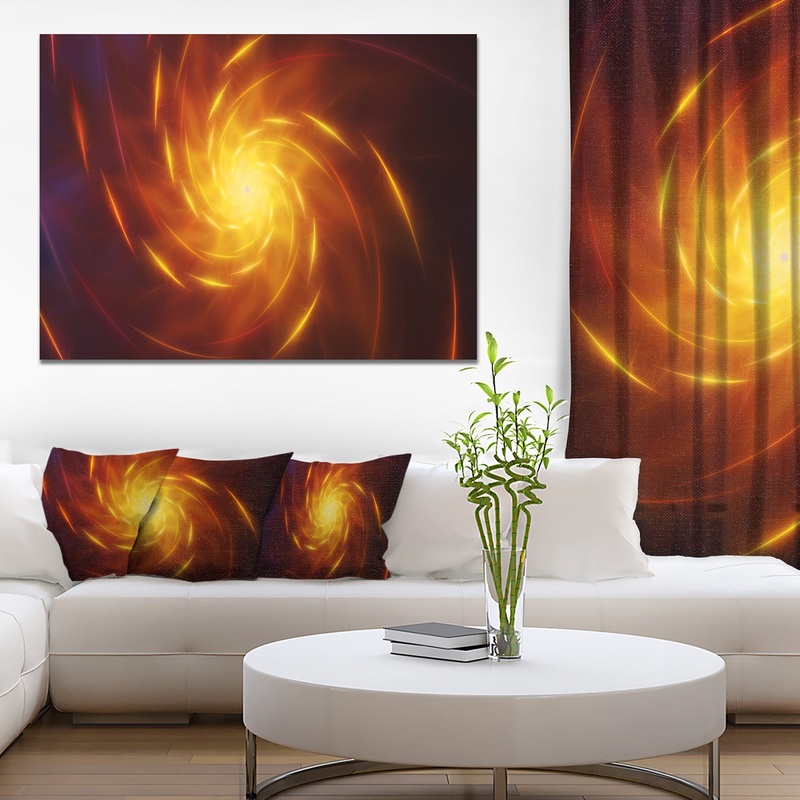 Yellow Whirlpool Fractal Spirals'Large Abstract Canvas Art Print