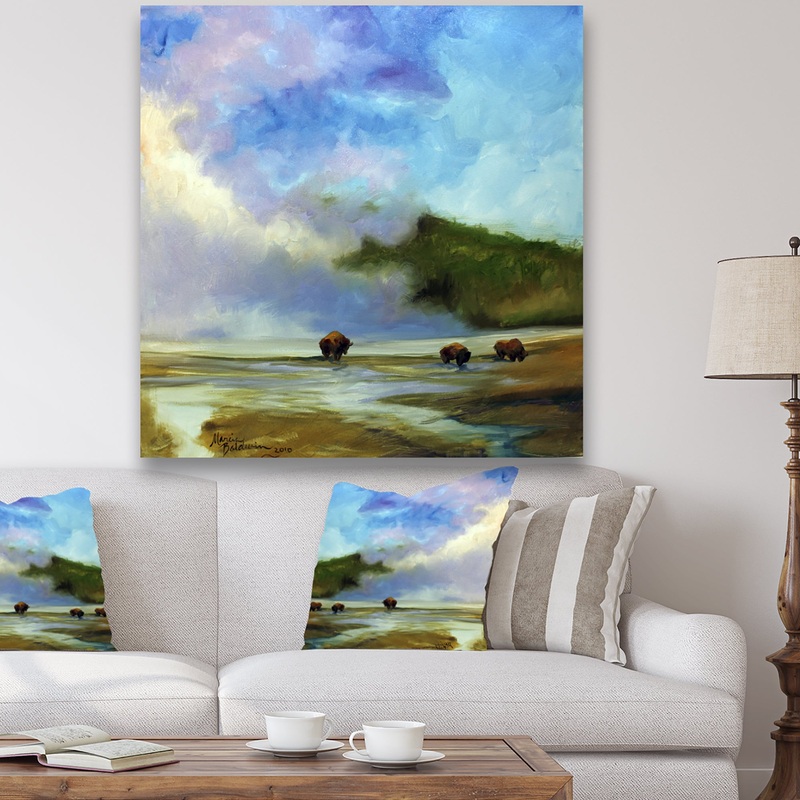 Yellowstone Buffalo Landscape - Lake House Gallery-wrapped Canvas