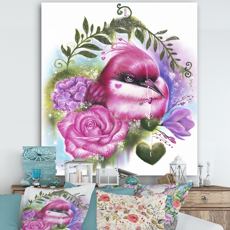 Be Mine - Love Birds - Cottage Canvas Art Print