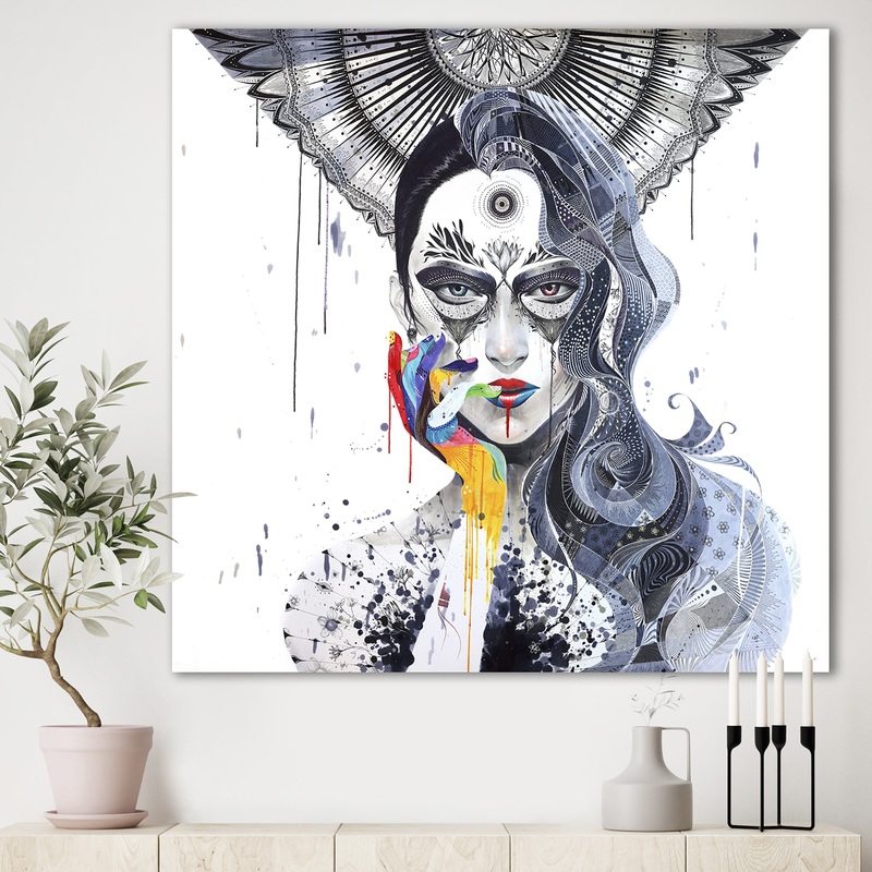 Urban Lady With Rainbow Hand - Modern & Contemporary Premium Canvas Wall Art