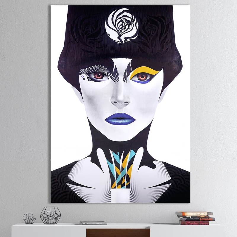 Urban Woman With Blue Lips - Modern & Contemporary Gallery-wrapped Canvas