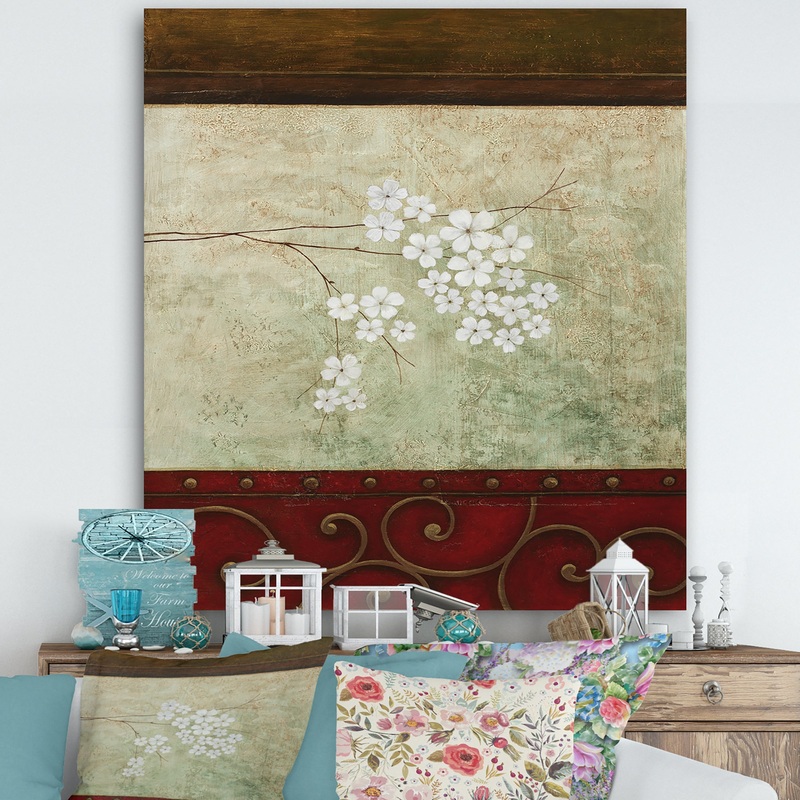 White Flowers Through Window Swirl - Cottage Gallery-wrapped Canvas