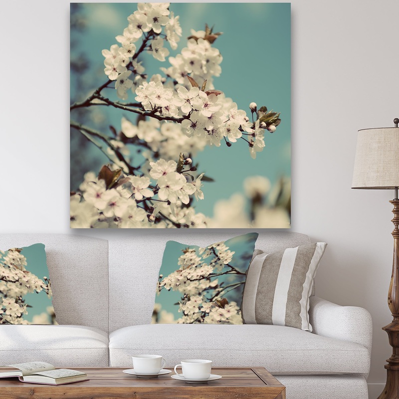 White Spring Blossom - Cottage Premium Canvas Wall Art