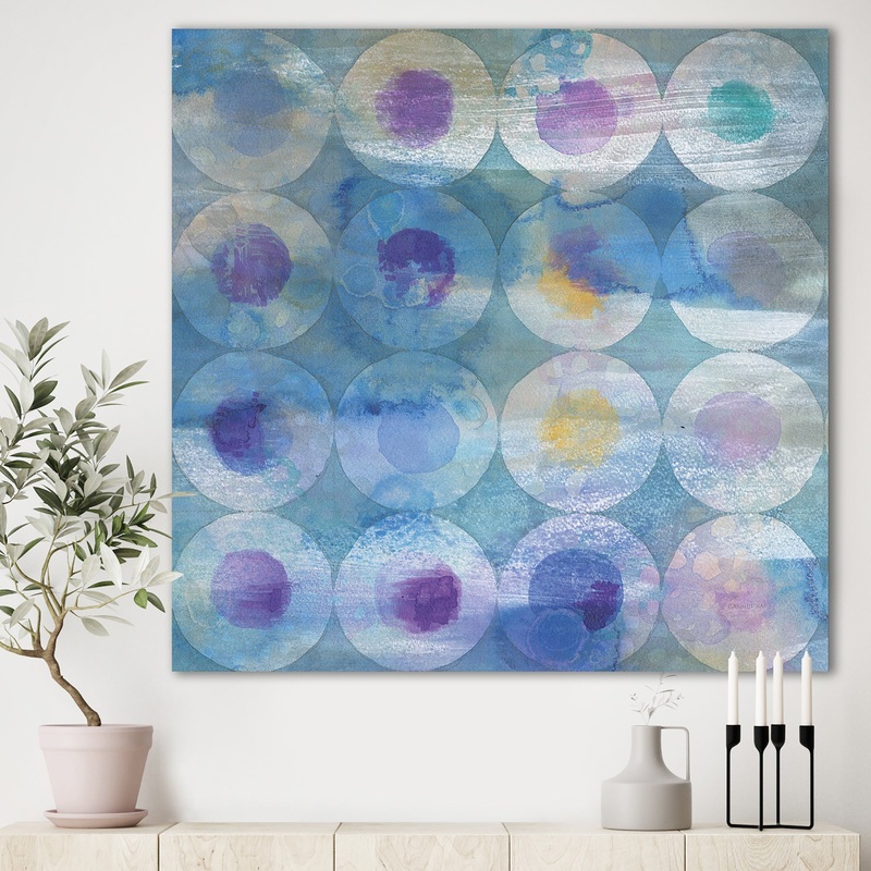 Watercolor Geometrical Circles I - Mid-Century Modern Premium Canvas Wall Art
