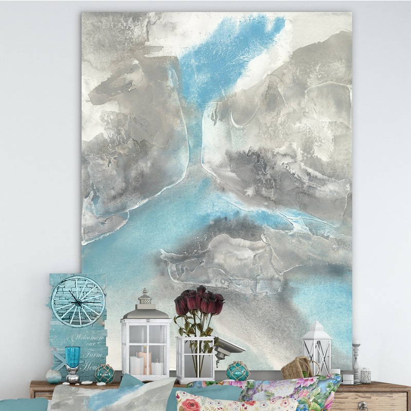 Watercolor Minimal Blue Tones II - Mid-Century Modern Canvas Artwork