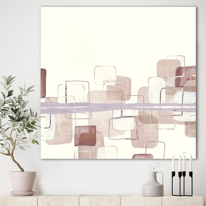 Watercolor Minimal Boxes II - Modern Gallery-wrapped Canvas