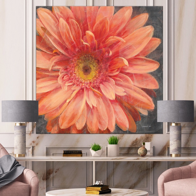 Vivid Orange Daisy II - Shabby Chic Canvas Artwork