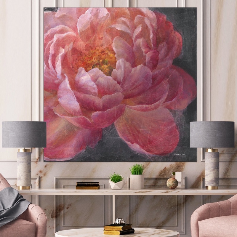 Vivid Pink Peonies I - Shabby Chic Gallery-wrapped Canvas