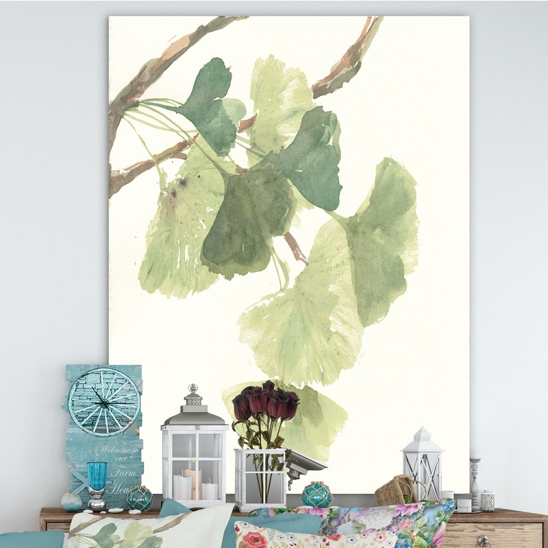 Watercolor Gingko Leaves I - Cabin & Lodge Gallery-wrapped Canvas