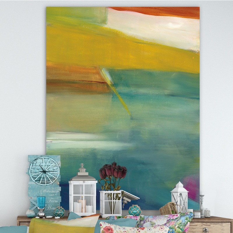 Waterpainting Impression of Indigo And Green - Modern & Contemporary Gallery-wrapped Canvas