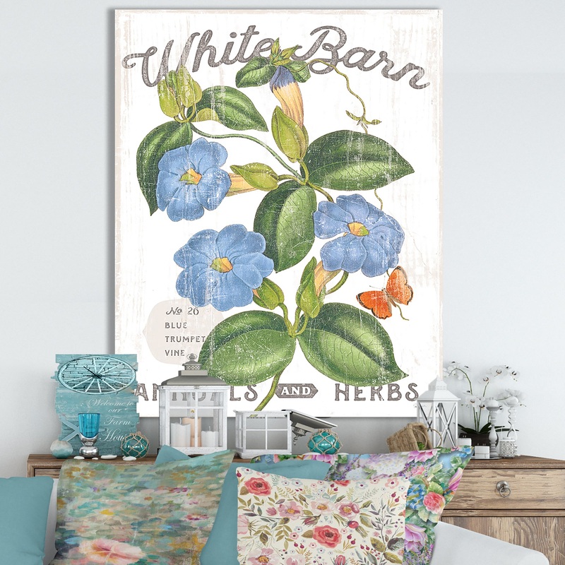 White Barn Flowers II - Cottage Canvas Wall Art