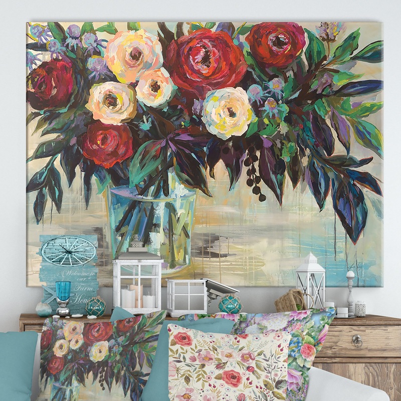 Winter Floral - Cottage Canvas Wall Art
