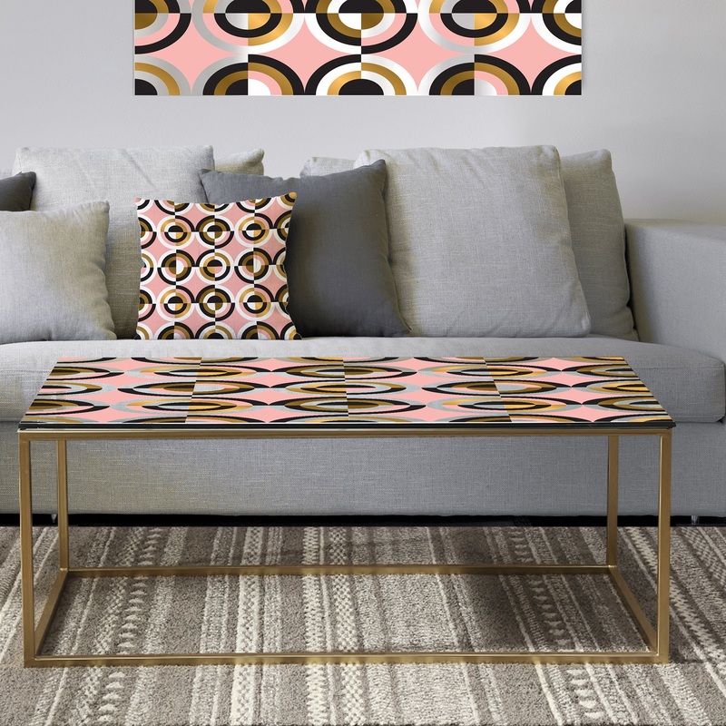 Abstract Geometric Circular Retro I - Metal Glam Coffee Table