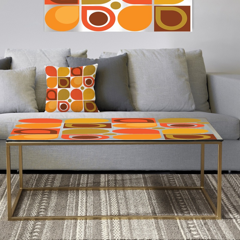 Abstract Retro Geometric Pattern VI - Metal Glam Coffee Table