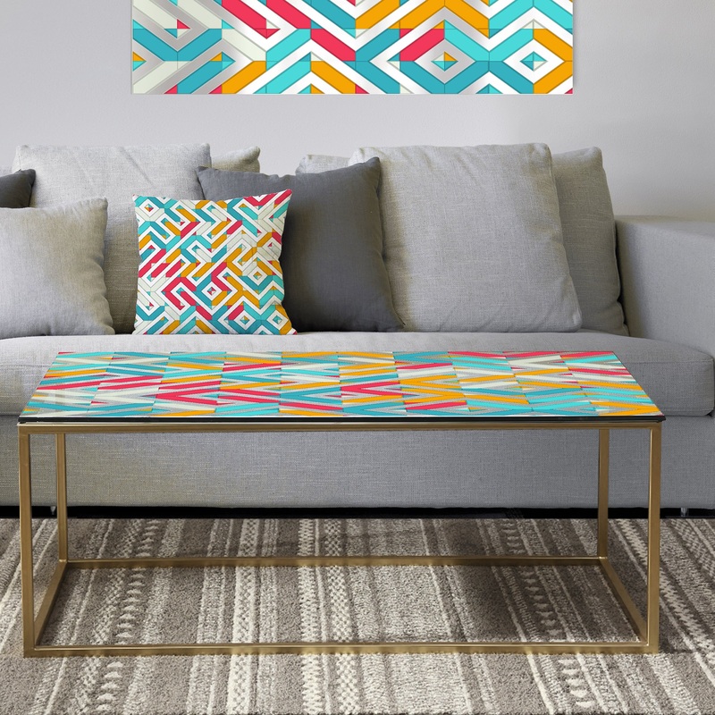 Abstract Retro Geometry I - Metal Glam Coffee Table