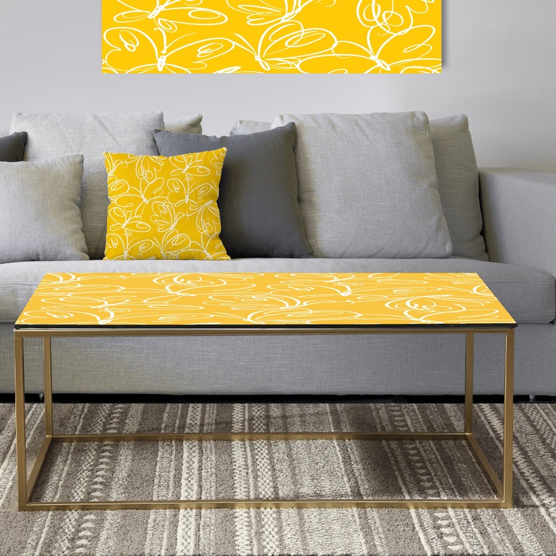 Butterflies hand drawn color pattern - Metal Glam Coffee Table