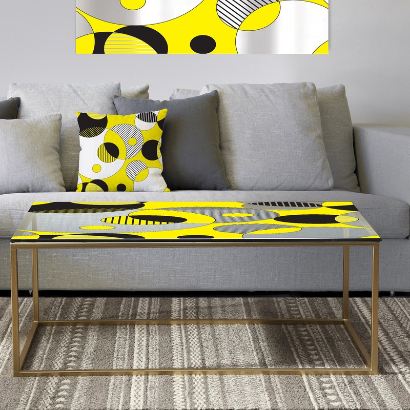 Circular Abstract Retro Geometric I - Metal Glam Coffee Table