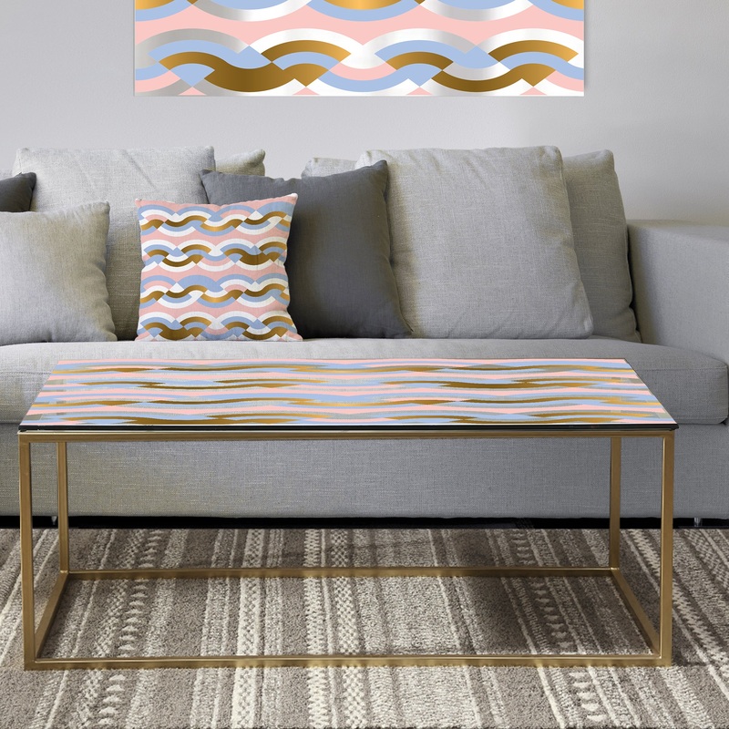 Geometric Retro Braids Wave - Metal Glam Coffee Table