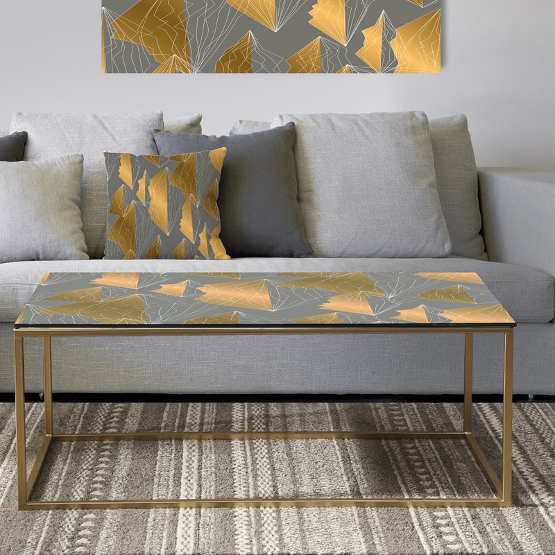 Golden Polygon Pattern - Metal Glam Coffee Table