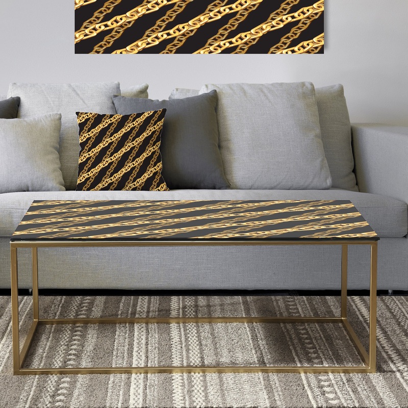 Golden ZigZag Chain - Metal Glam Coffee Table