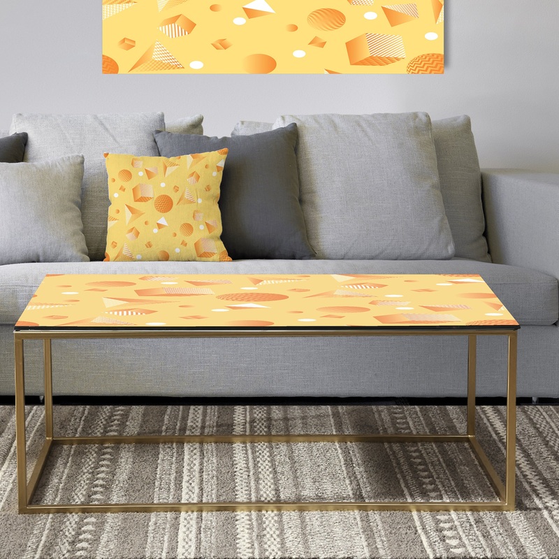 Minimal Yellow Geometrical Shapes - Metal Glam Coffee Table