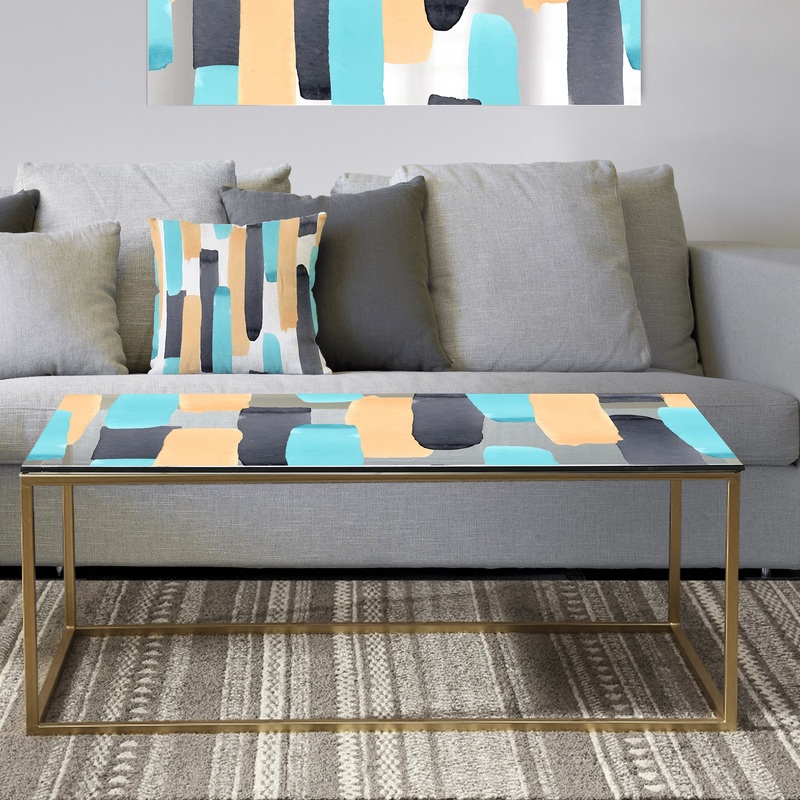 Retro Geometrical Abstract I - Metal Glam Coffee Table